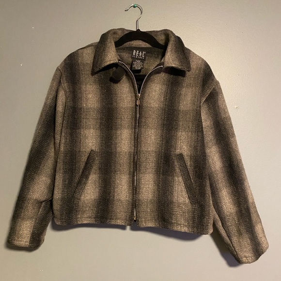 Vintage Wool Plaid Cropped Zip Up - Picture 1 of 4